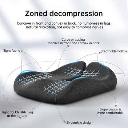 Memory Foam Coccyx Cushion. Alleviates tailbone/sciatica/back pain. Non - slip for office/car seats.