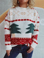 Knitted Christmas Tree Cartoon Jacquard Holiday New Year Sweater