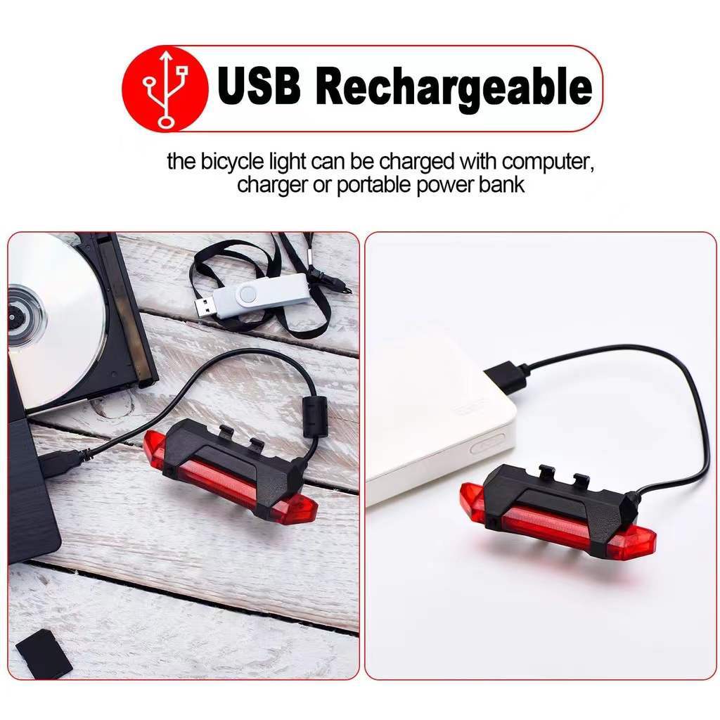 1pcs Bicycle Riding Equipment Accessories USB Charging LED Mountain Bike Light Bicycle Lighting Warning Tail Light