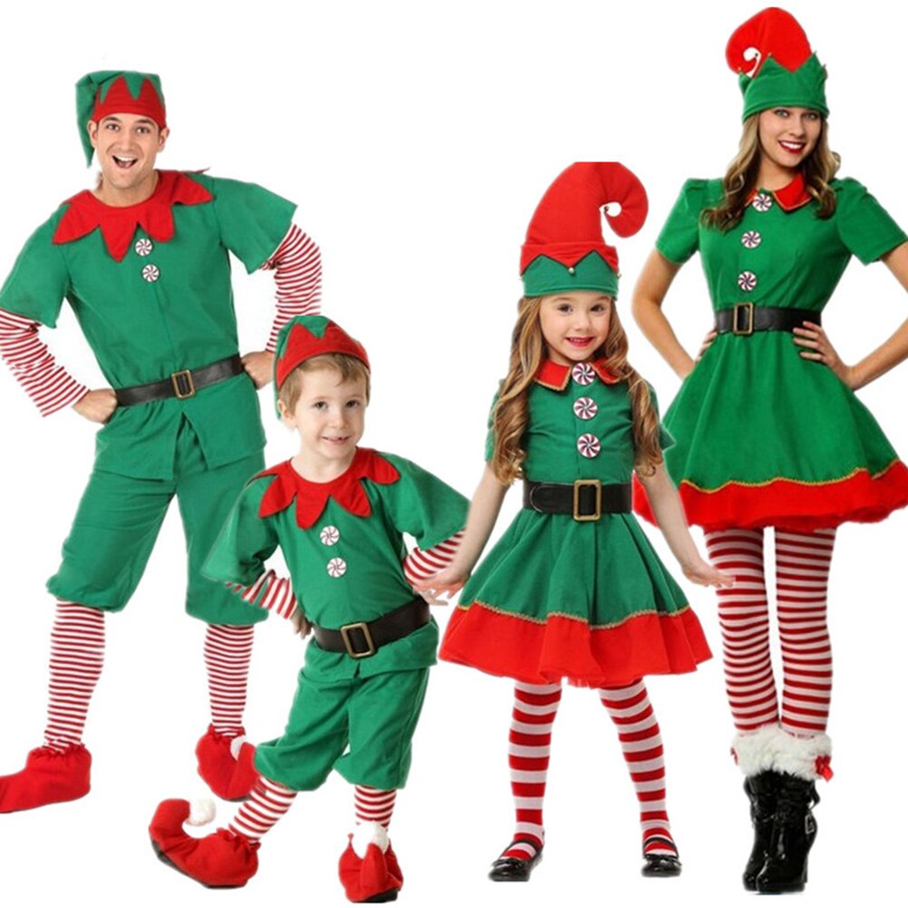 Adult Ladies/Kids Polyester Party Little Elf Cute Costume Christmas Funy Cosplay