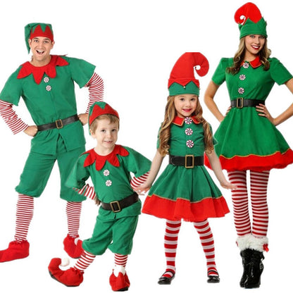 Adult Ladies/Kids Polyester Party Little Elf Cute Costume Christmas Funy Cosplay