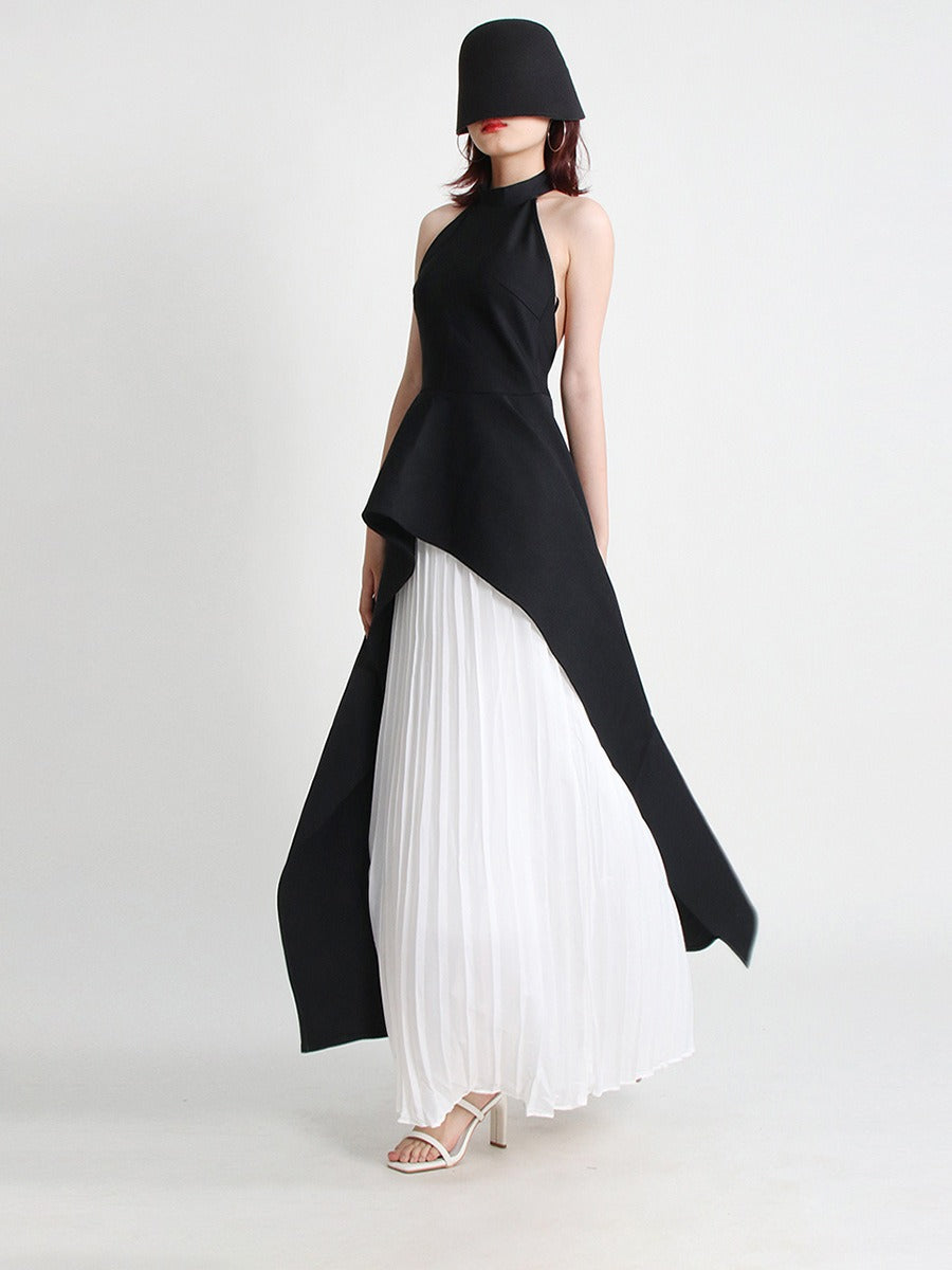 Fashion neck hanging sleeveless irregular two-piece set women's clothing