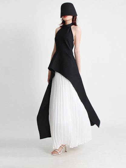 Fashion neck hanging sleeveless irregular two-piece set women's clothing