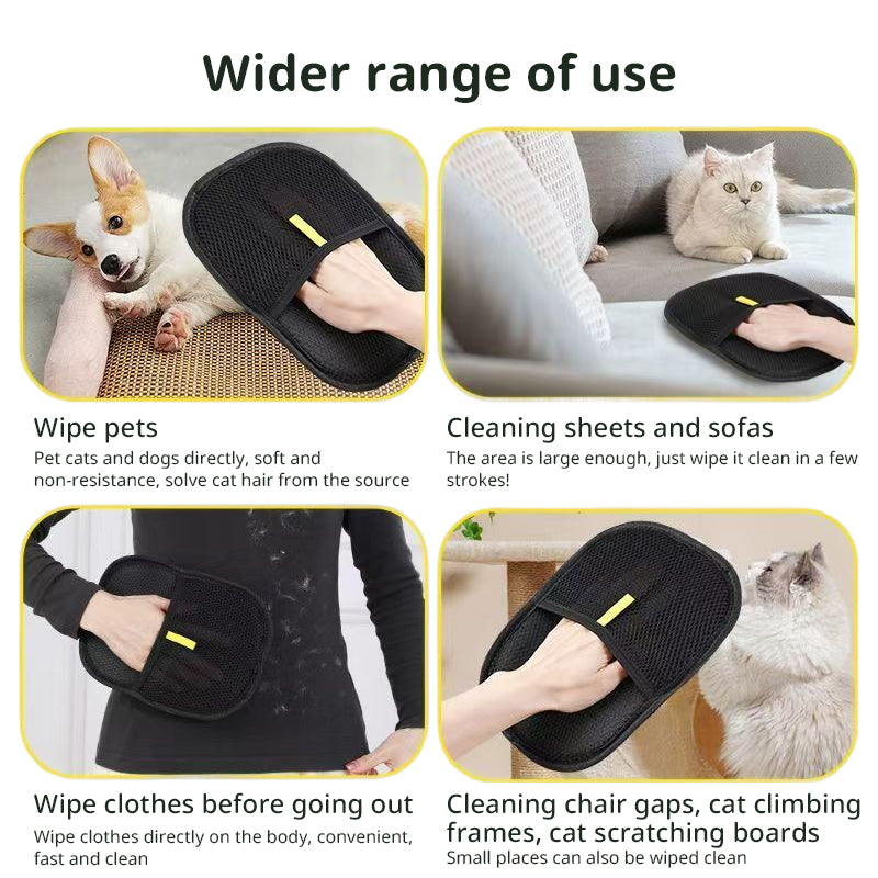 Static Pet Hair Removal Gloves - 3-in-1 Grooming, Deshedding & Multi-Surface Hair Remover for Dogs & Cats