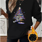 Women'S Festive Christmas Tree Print Pullover Sweatshirt, Po