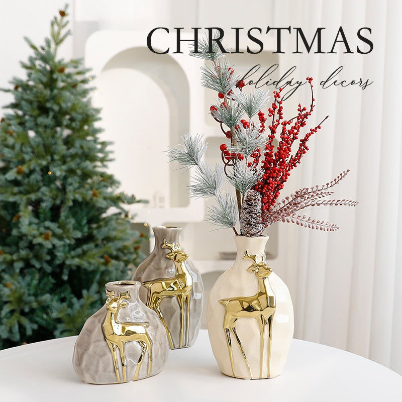 New Christmas Bouquet Vase Set, Elegant Flower Arrangement Decoration Props