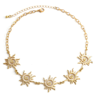Threaded Totem Ins Style Single layer Necklace Simple Ethnic Metal Sun Necklace
