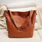 Pocket Women's Soft Leather Handheld Single Shoulder Retro Oil Wax Leather Large Capacity Fashion New Tote Bag