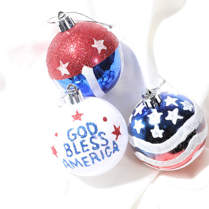 American Independence Day Christmas Plastic Balls Christmas Tree Decoration Hand drawn Ball Set