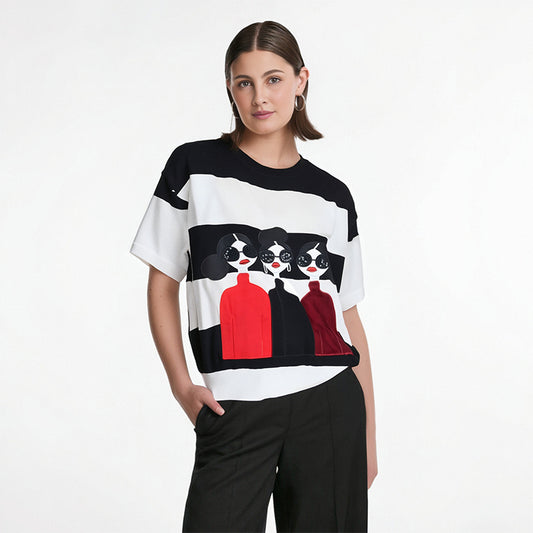 Short sleeved knitted sweater base shirt for women, like white and black sequins loose knit sweater short top for women