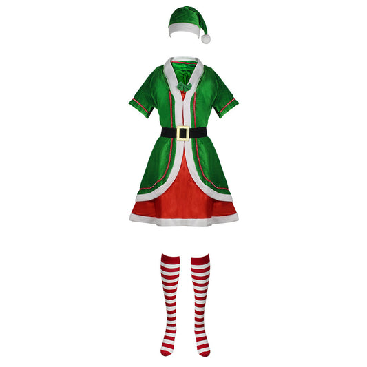Christmas COS Green Elf Costume, Green Christmas Outfit, Seductive Uniform for Nightclub Stage Performance Wear