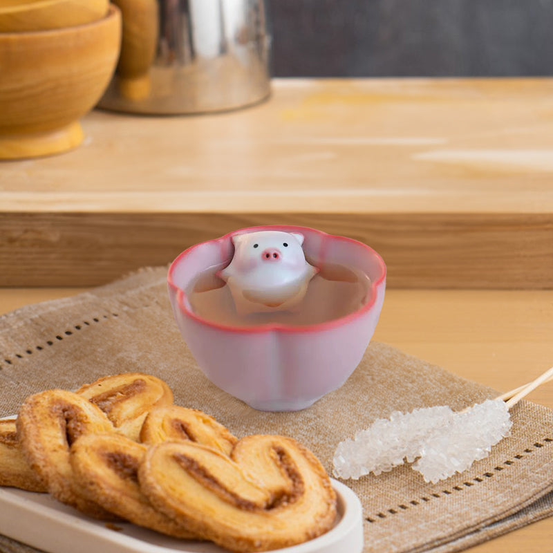 Cartoon ceramic teacup - funny piglet with bubbles under base