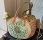Paper rope hollow out colorful round plate grass woven bag casual beach bag one shoulder fashionable woven bag