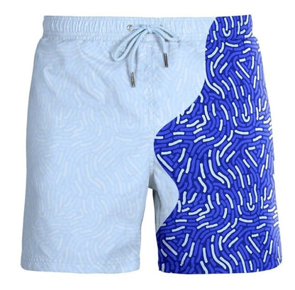 Water Changing Beach Pants Men's Quick Dry Large Size Swimming Pants Warm Color Changing Shorts Men's Swimming Pants