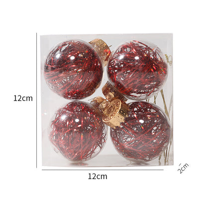 Christmas Ball Transparent PET Laser Silk Grass Ball Christmas Tree Pendant Decoration Props 4PCS per box
