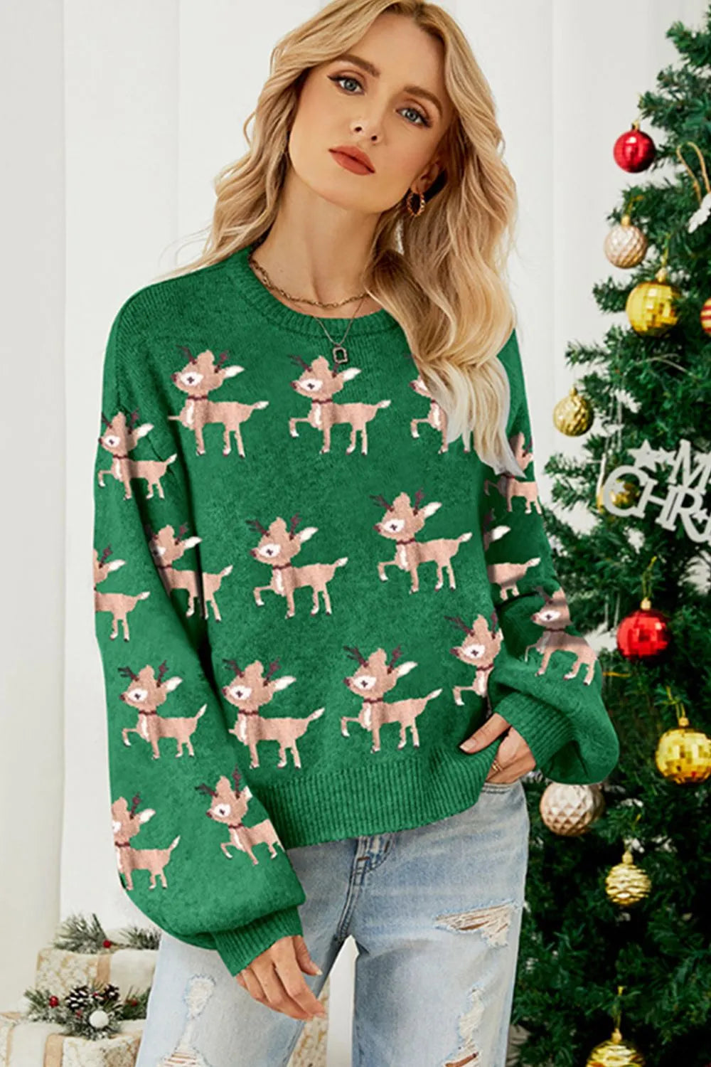 Christmas sweater lazy loose cute long sleeved pullover knitted sweater